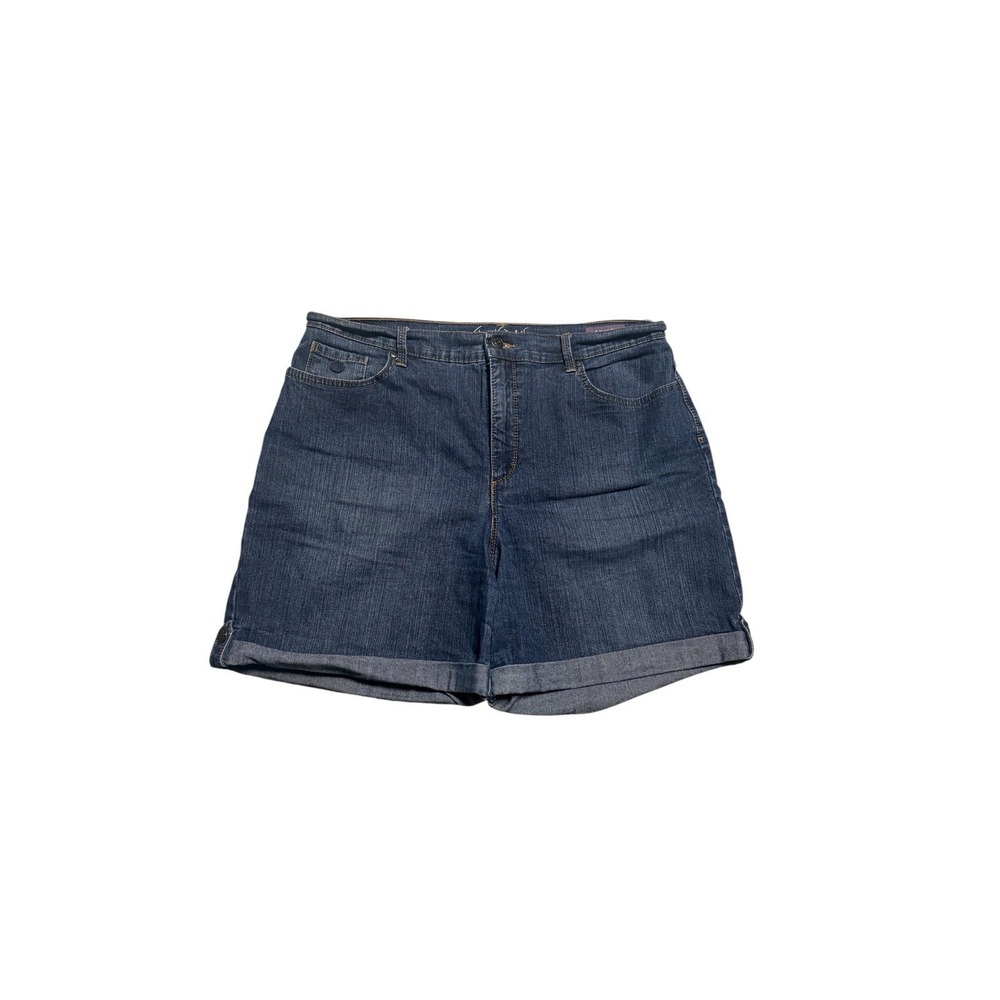Gloria Vanderbilt Amanda Shorts Size 16 Medium Wash Slimming Fit Denim